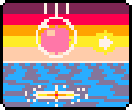 Sunset: Bloop tucked into its bubble, dropping toward the landing ring on the sea